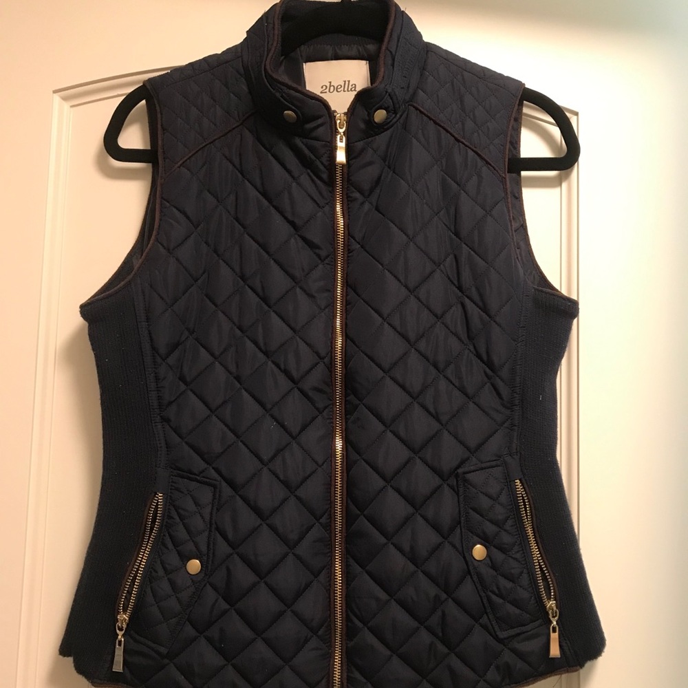 2bella quilted navy vest